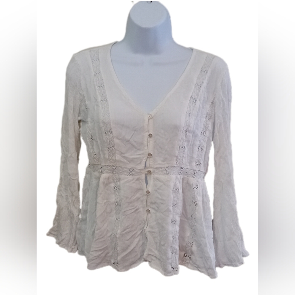 Kismet White Lace Button-Up Blouse